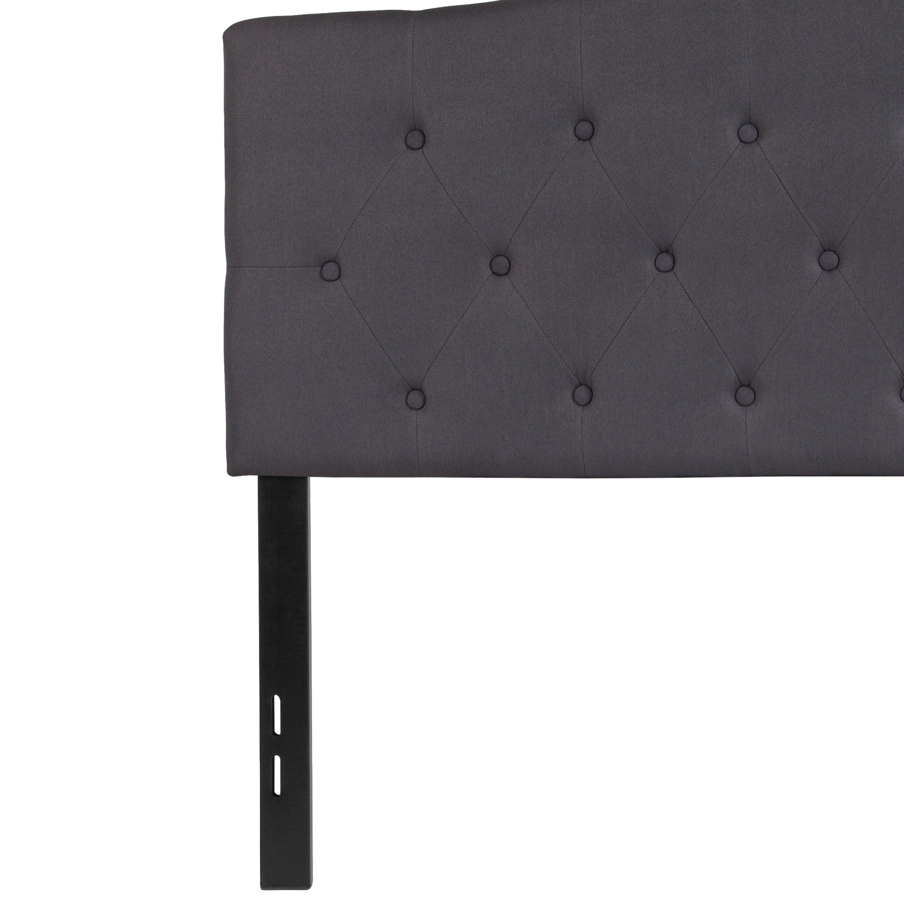 Emma + Oliver Tufted Upholstered Full Size Headboard in Dark Gray Fabric