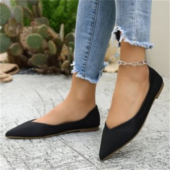 YOUYEDIAN Womens Flat Shoes Dress Slip on Non Slip Loafers Spring Summer Business Walking Shoes Comfortable Closed Toe Orthopedic Shoes (Black)