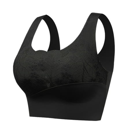 Lovskoo 2024 Women s Bralettes Cami Bras Printing Push Up Daily Bra Underwear Wirefree Black