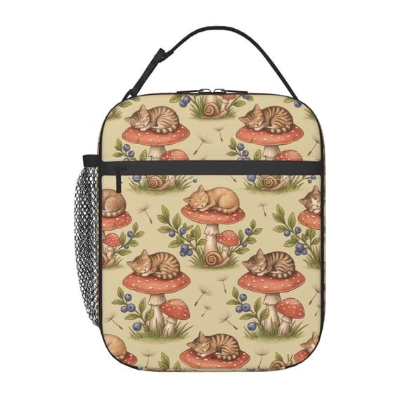 Cat Insulated Lunch Bag Reusable Lunch Box For Women Men Leakproof Thermal Meal Prep Tote With Clip-on Buckle Handle Side Pocket For Work Office Travel