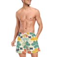 thumbnail image 3 of FORMRS Mens Swim Trunks Mesh Liner Quick Dry Casual Beach Board Shorts with Pockets, Sizes S-2XL, Beige Clover Pattern, 3 of 9