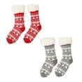 thumbnail image 1 of Calcetines tipo pantuflas, 2 pares de calcetines de piso antideslizantes de tubo largo, antideslizantes ultra suaves para invierno navideño, 1 of 5