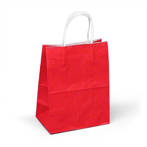 KraftyKlassics 12pk Red 8"x4.75"x10.25" Twisted Handle Shopping, Merchandise, Party Favor, Gift Bags