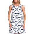 thumbnail image 1 of Easygdp Hipster Mustache para Vestido Transpirable de Mujer, Vestido Suelto de Manga Corta con Pliegues y Bolsillos para el Verano, 1 of 7