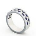 thumbnail image 2 of 1.20 Ct Stunning Round Cut Natural Blue Sapphire Diamond Eternity Band for Women 14K White Gold Size 8, 2 of 7