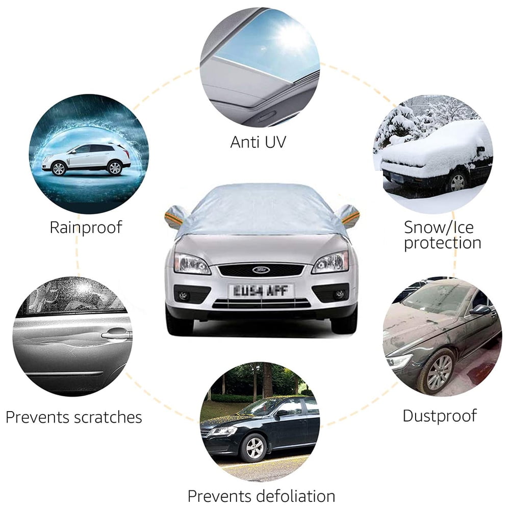 KASQA Car Windshield Snow Cover with Side Mirror Covers,Extra Large Windshield Cover for Ice and Snow Waterproof Sun Protection Fits for Most Vehicles 85x49 SUVs Trucks Cars 