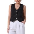 thumbnail image 1 of CHAQUETA DE JEANS SIN MANGAS PARA MUJER INSPIRADA CHIC, CON ESCOTE EN V Y BOTONES, VESTIDO DE DENIM CROP XL NEGRO, 1 of 6