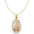 thumbnail image 1 of Ioka-14K Tri Color Gold Cubic Zirconia CZ Religious Our Lady of Guadalupe Charm Pendant with 0.6mm Box Chain Necklace - 18", 1 of 4