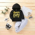 thumbnail image 2 of Fesfesfes Toddler Kids Boys Cotton Fashion Letter Print Hoodie Solid Color Tow-piece Set, 2 of 9