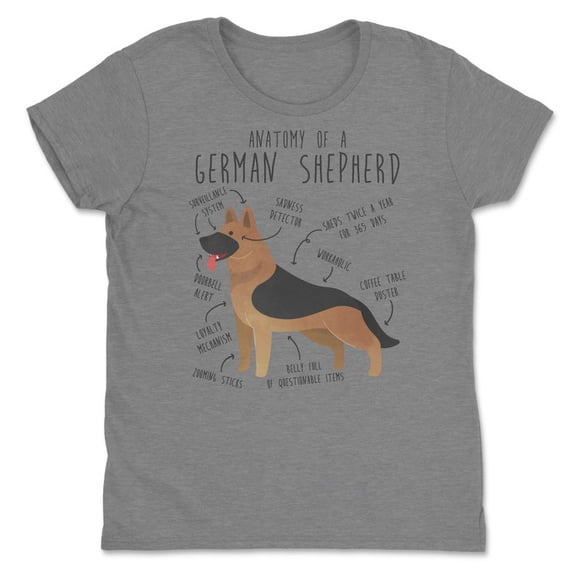 German Shepherd Anatomy T-Shirt, Funny German Shepherd Dog Graphic Tee, Cute Shepherd Lover Gift Shirt for Men Women, Shepherd Mom Dad