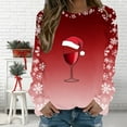 thumbnail image 2 of Christmas 3/4 Sleeve Tops for Women Crew Neck Long Sleeve Plus Size Casual Print T Shirt Blouse Tops, 2 of 5
