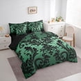 thumbnail image 4 of Manfei Tribal Damask Flower 7pcs Bedding Comforter Set, Green Black Mandala Queen Bedding Sets, Western Bohemian Theme Reversible Queen Sheet Sets, Breathable Home Decor, 4 of 8