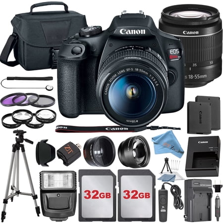 Canon EOS Rebel T7 DSLR Camera Kit with 18-55mm Lens + 2 Pcs 32GB Memory Cards + Camera Case + ZeeTech Accessory (International Model)