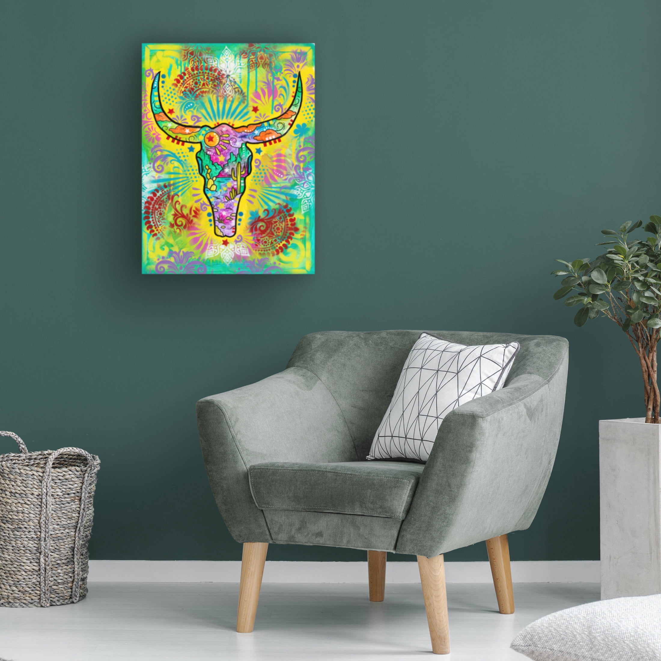 Canvas Wall Art - Dean Russo- Exclusive 'Longhorn Skull' Wall Art for Living Room, Bedroom, or Office Décor by Trademark Fine Art - 35 x 47 Inches