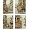 thumbnail image 2 of PixonSign Adhesive Wall Art City Street With Flowers Landscape Posters, Set of 4 Vintage Buildings Rustic Retro Art, Multicolor Scenic Minimalism Canvas Prints for Home Decor - 8"x10", 2 of 5