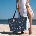 thumbnail image 3 of Wukai Vintage Marine Print Zipper Bag,large Beach Tote Bag,Waterproof Sandproof Bag,Grocery and Picnic Tote Travel Bag, 3 of 5