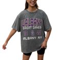 thumbnail image 2 of Women's Gameday Couture Grey UAlbany Great Danes Oversized Snow Wash T-Shirt, 2 of 5