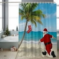 thumbnail image 2 of Coastal Christmas Santa Bathroom Shower Curtain Xmas Stocking Palm Tree Beach Waterproof Washable Shower Curtains for Bathtub Bath Decor with Grommets and Hook 66 X 72 Inch, 2 of 8