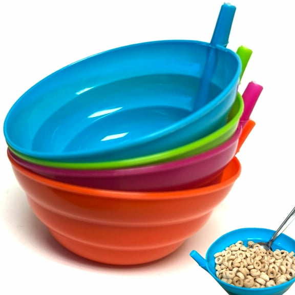 16 Pc Sippy Bowls Kid Built In Straw BPA Free Dish Cereal Soup Ramen Sip-a-bowl