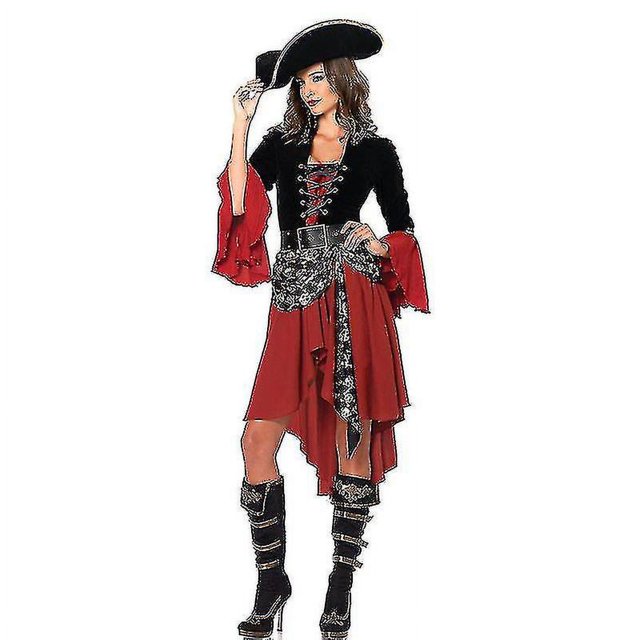 Disfraz de capitán de Piratas del Caribe para mujer, disfraz de Halloween, disfraz de juego de rol, disfraz gótico