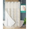 thumbnail image 2 of No Hook Shower Curtain with Snap in Liner, Modern Botanical Beige Tree Branch Pattern Hotel Shower Curtains for Bathroom, Washable Shower Curtain Liner Set with Mesh Top Window, 54"x78", 2 of 6