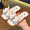 thumbnail image 2 of IVEYRTF Kids Shoes Summer Bow and Pearl Flops Versatile Soft Sole Casual Beach Sandals Children Outdoor Play Activities Elegant Footwear(Pink,7.5-9 Years), 2 of 3