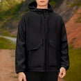 thumbnail image 4 of qelini Hooded Jacket for Men Long Sleeve Fleece Coats Solid Fleece Lined Zip up Jackets Lightweight Warm Winter Outerwear, 4 of 7