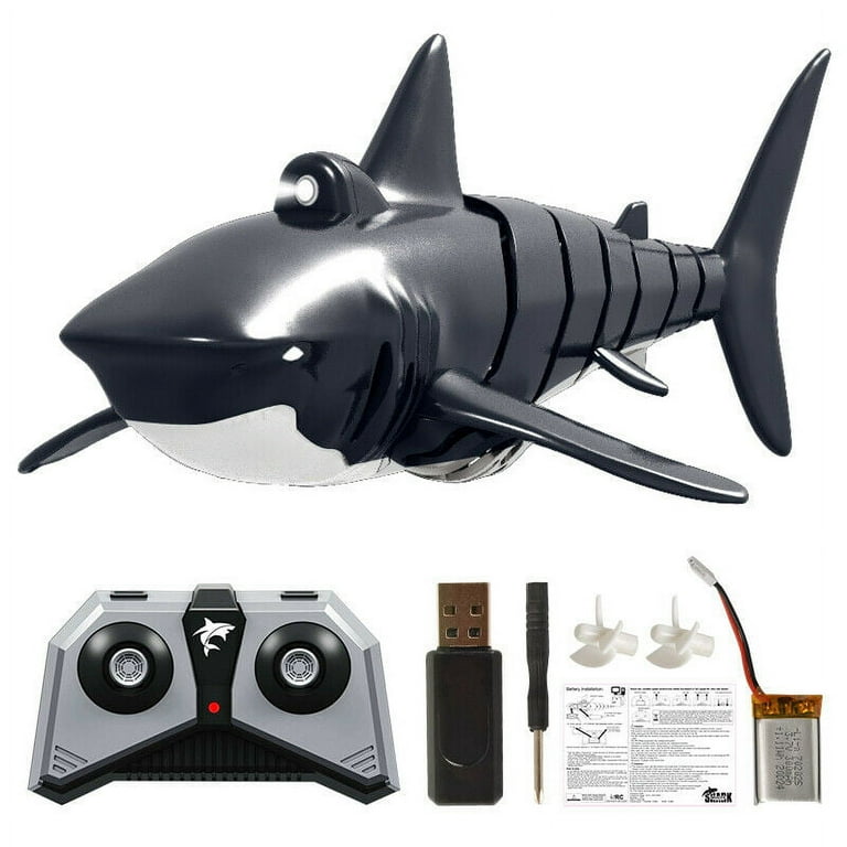 2.4g Remote Control Shark,Simulation Light Remote Control Shark Boat Toy,Swimming Pool Bathroom Toy,Electronic Fish Simulation Animal Water Toys,Black