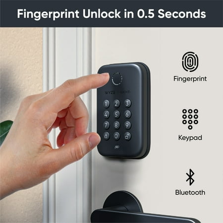 Wyze - Smart Lock Bolt, Fingerprint Keyless Entry, Bluetooth Deadbolt Replacement, In-App Monitoring and Scheduled Access - Black