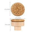 thumbnail image 2 of 8 tiradores de cajón de ratán, redondos y de madera tejida, estilo bohemio, para puertas de armarios, muebles de madera y cajones con tornillos., 2 of 7