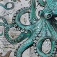 thumbnail image 5 of Creowell  Coastal Nautical Shower Curtain Teal Octopus Tentacle Vintage Starfish Seashell Watercolor Marine Life Beach Themed Bathroom Decor Fabric Curtains with Hooks White, 5 of 7