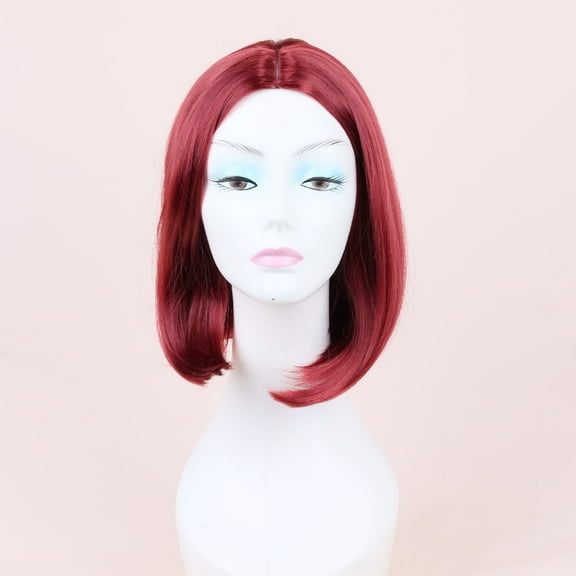 XmhyTop Shoulder-Length Straight Bob Wigs, Vibrant Multi-Color Synthetic Hair, Fashionable Cosplay & Party Wigs for & Women，Wine Red
