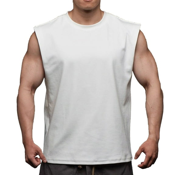 JLFKNG Summer Mens T-Shirt Tops Loose Fit Casual Sports T Shirts Simple Solid Color Crew Neck Sleeveless Fitness Tee Shirts Comfy Summer Clothes
