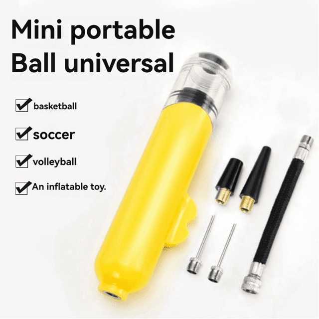 Two-Way Mini Pump Football Basketball Volleyball Toy Swimming Ring Life Jacket Inflatable Portable Pump Yellow