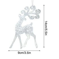 PRETXORVE Transparent Acrylic Christmas Tree Reindeer Snowflake Decoration Pendant Christmas Tree Decoration Small Pendant Hanging Ornament
