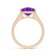thumbnail image 2 of ANGARA Natural Cushion 3.5 ct Amethyst Cocktail Ring with Diamonds in 14K Rose Gold for Women (Size-10mm) | February Birthstone, Birthday, Anniversary, Jewelry Gift for Women | Natural Amethyst Ring, 2 of 9