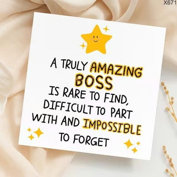 Inspirational Boss Greeting Card – "A Truly Amazing Boss Is Rare to Find" - Perfect Appreciation Card for Boss – Blank Inside, Envelope Included – Great for Boss's Day or Thank You Gifts