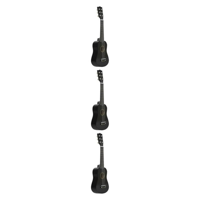 Guardoinrt Portable 21inch 6 Strings Acoustic Guitar Musical Instrument Gift Black 21 inch 3PCS