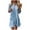 Blue, variant on OSOLU Dresses Women Solid Color Distressed Denim Midi Dress With 5/8 Sleeves Lovely Sundress Wedding Guest Dress