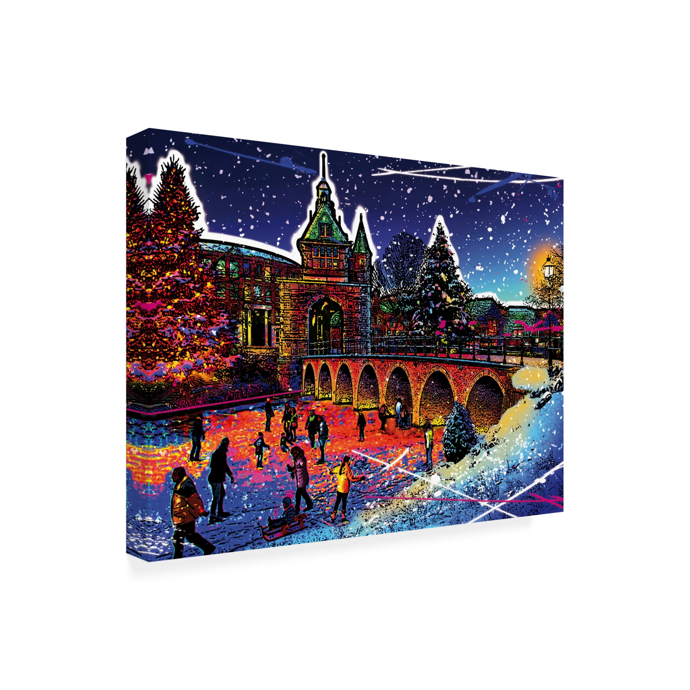 Canvas Wall Art - Ray Heere 'Colorful Cityview Dutch City Of Hoorn Christmas' Wall Art for Living Room, Bedroom, or Office Décor by Trademark Fine Art - 47 x 35 Inches