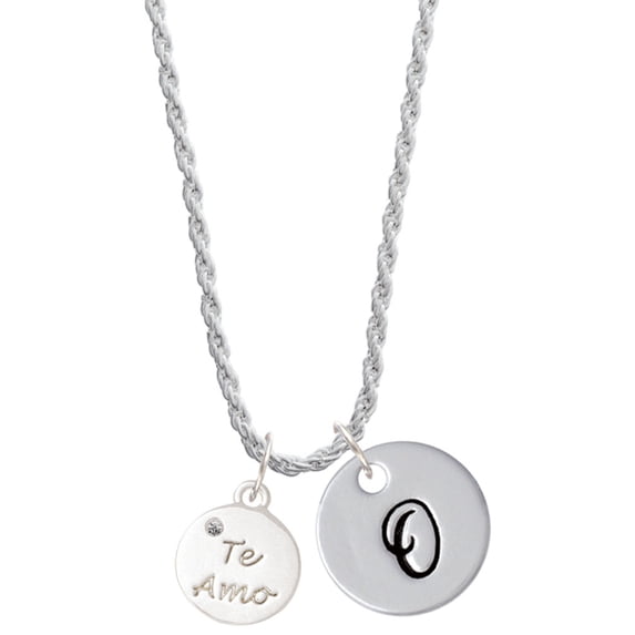 Delight Jewelry Silvertone Te Amo Disc Silvertone Script Initial Disc - O - Charm Necklace, 20"+3"