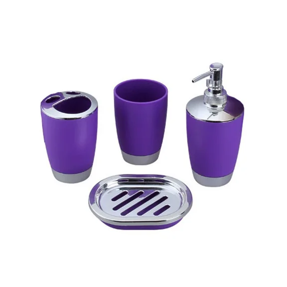 Namzi Bathroom Accessory Sets 4pcs Bathroom Organization Set, Matching Bathroom Accessories for Small Bathrooms, Modern Bathroom Decor Set for Vanity Guest Bath,Purple