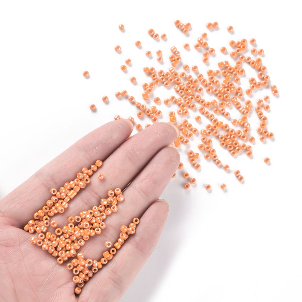 Glass Seed Beads Opaque Colors Lustered Round Dark Orange 3mm Hole: 1mm about 10000pcs/pound