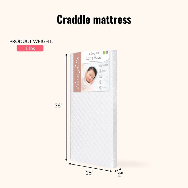 Dream On Me Luna 2-Inch Cradle Mattress, White photo 3