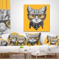 thumbnail image 4 of Designart Funny Cat with Glasses and Scarf - Animal Throw Pillow - 16x16, 4 of 5
