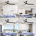 thumbnail image 2 of Bright Corners 60 Inch Downrod Ceiling Fans with Lights and Remote Control, Modern Outdoor Indoor Black 3 Blades LED Lights Smart Ceiling Fans for Bedroom, Living Room, and Patios, 2 of 5