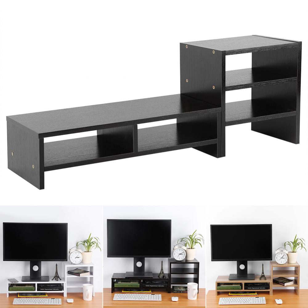 VGEBY Computer Monitor Stand Riser with Drawers,Laptop TV Stand Desktop Wooden Storage Organizer