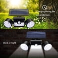 thumbnail image 3 of Lámpara solar de exterior, lámpara de pared solar para exteriores, con 30 focos LED de doble cabezal, impermeables, rotación de 360 grados, con sensor de movimiento para jardín., 3 of 5