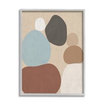 Stupell Industries Neutral Boho Contemporary Rocks Abstract Painting Gray Framed Art Print Wall Art