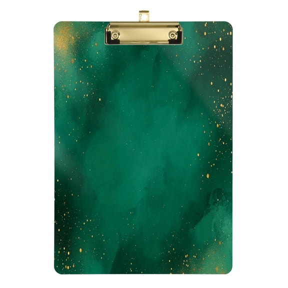 Plastic Clipboard Acrylic Hanging Clip Board with Gold Low Profile Office School Supplies 12.5x9 Emerald Green with Golden Glitter